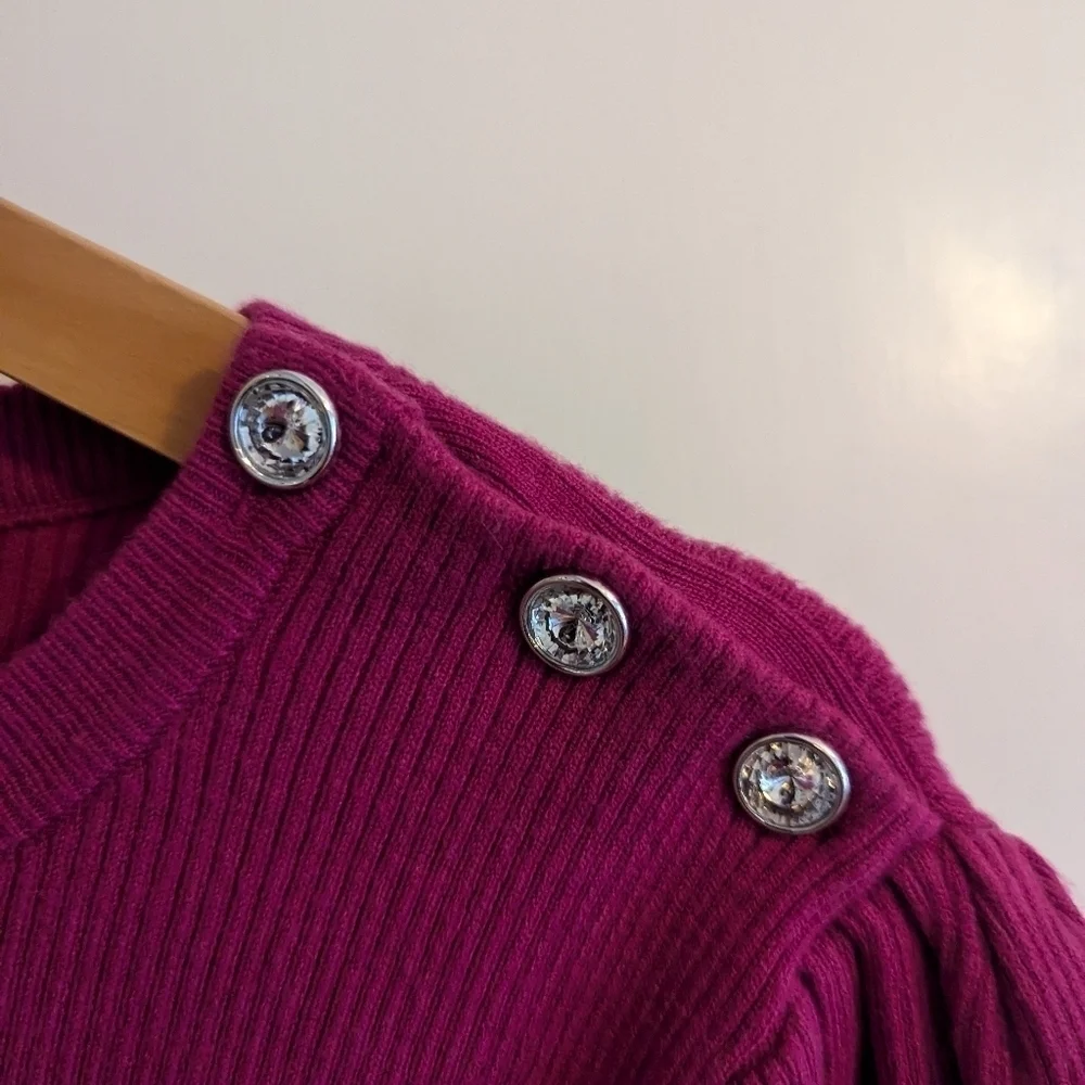 Soft Surroundings Womens Sweater Pink Long Sleeve Ribbed Size Petite Large Top